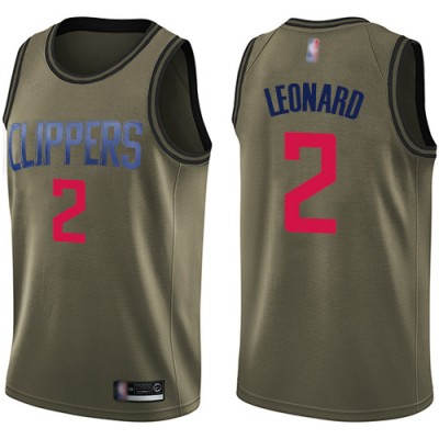 Nike Los Angeles Clippers #2 Kawhi Leonard Green Salute to Service Youth NBA Swingman Jersey